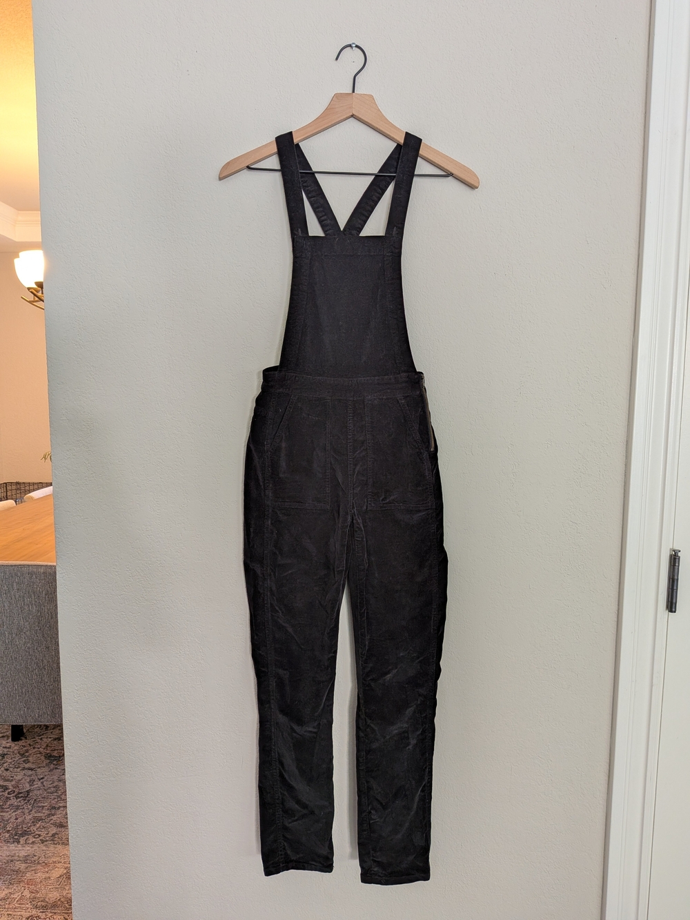 Madewell Soft Velvet Black Overalls